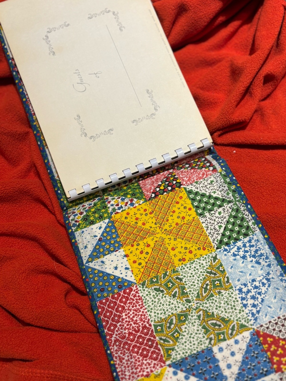 60s Patchwork Fabric wedding guestbook (excellent condition)